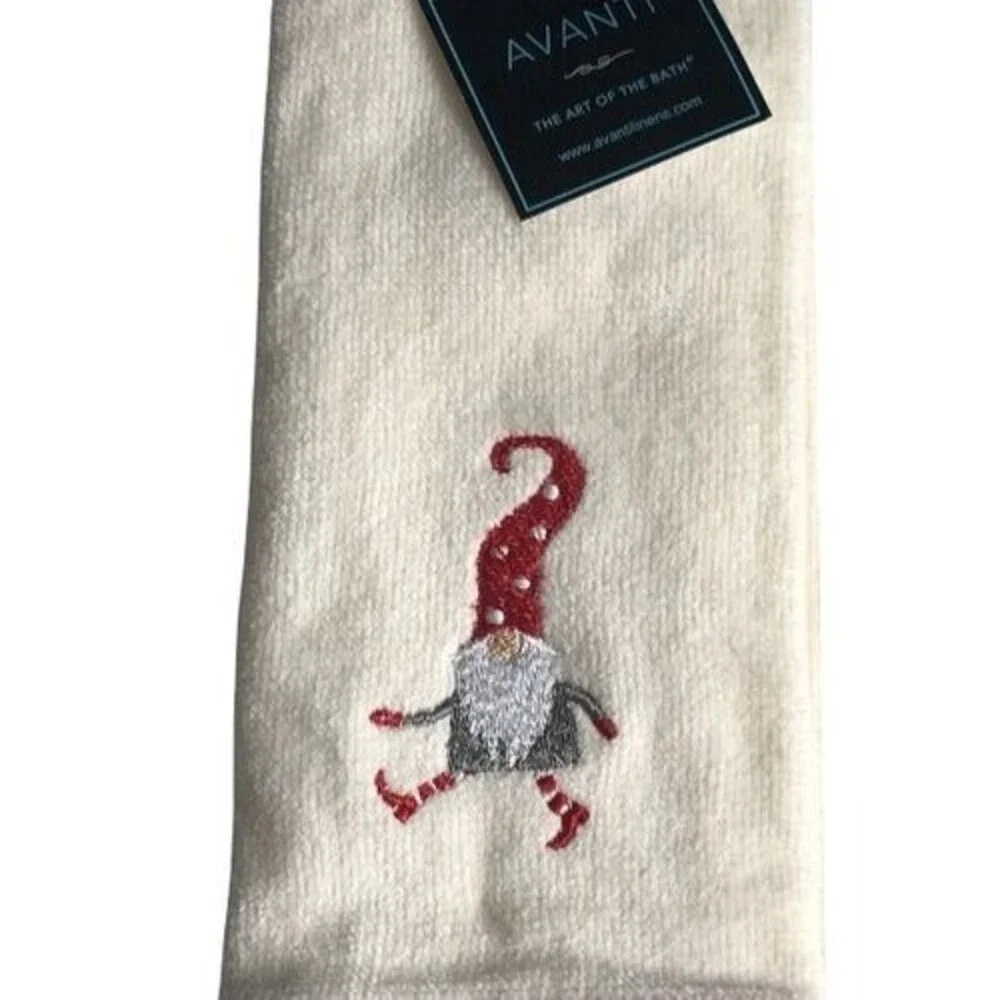 Avanti Christmas Fingertip Towel Gnome Walk Embroidered Holiday 11x18